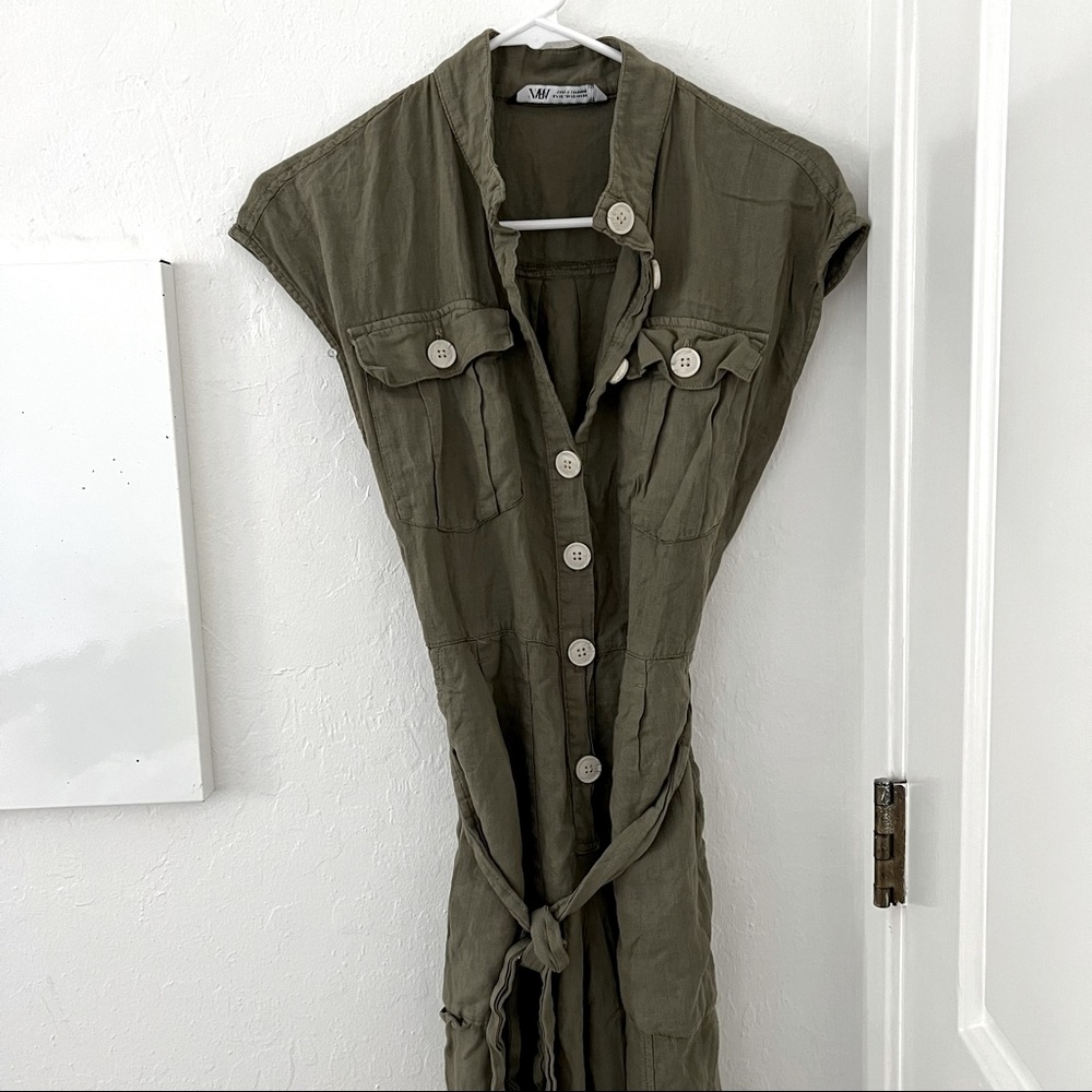 ZARA women's olive green jumpsuit S